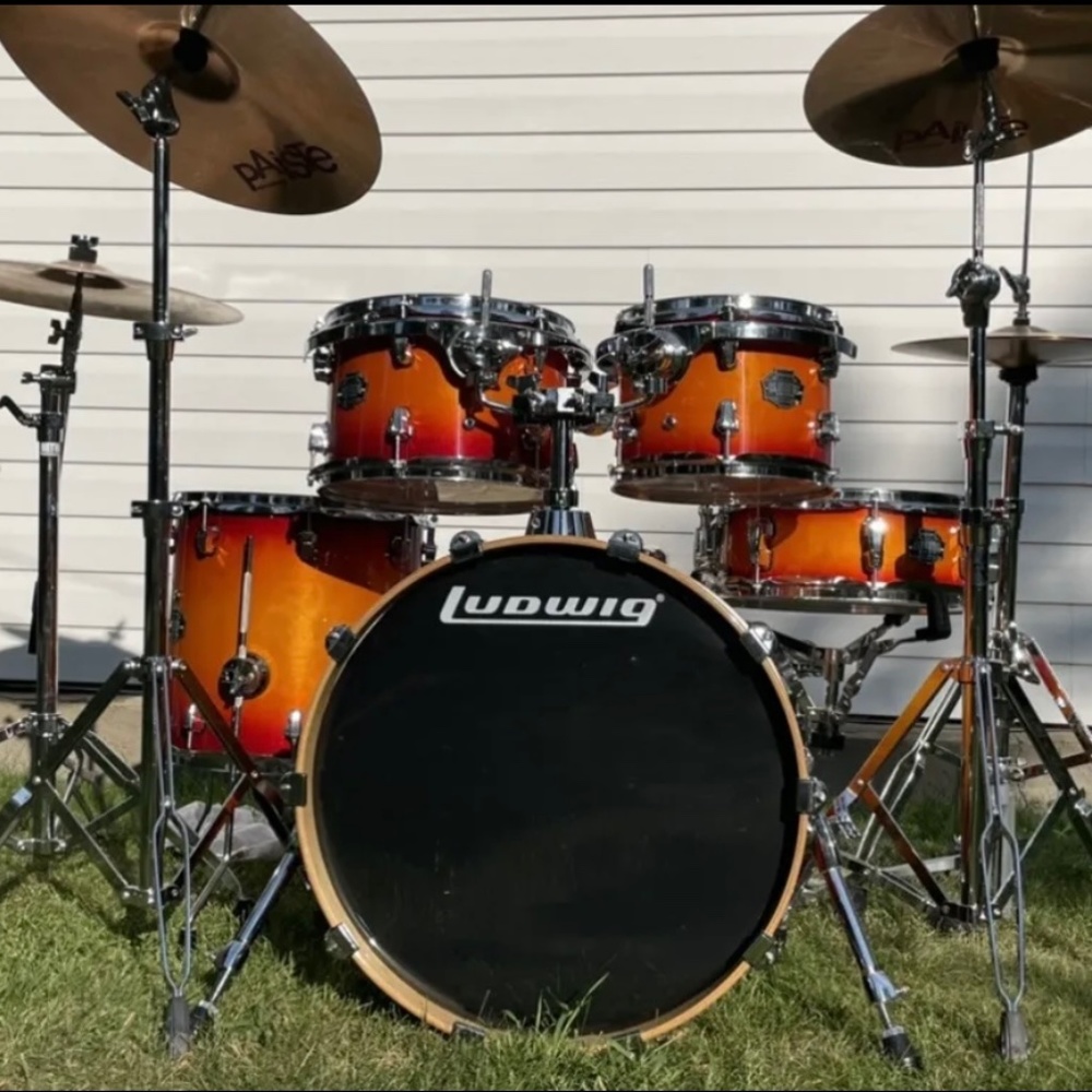 Ludwig Element Series Sunburst Orange Full Drum Kit & Paiste Cymbals